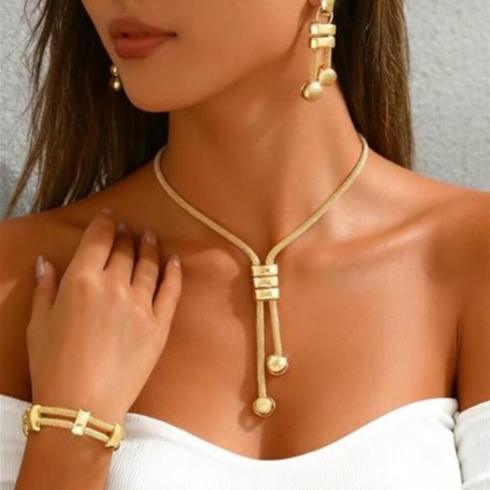 Chunky Gold Plated Cuban Link Necklace Bracelet Set Punk Statement Chain Jewelry